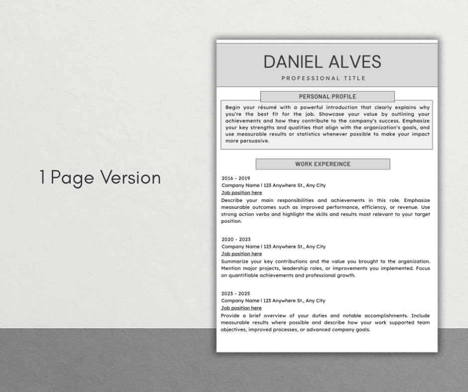 Modern Resume Template Bundle | Minimalist CV + Cover Letter + References | ATS-Friendly | Word, Google Docs & Pages | Instant Download